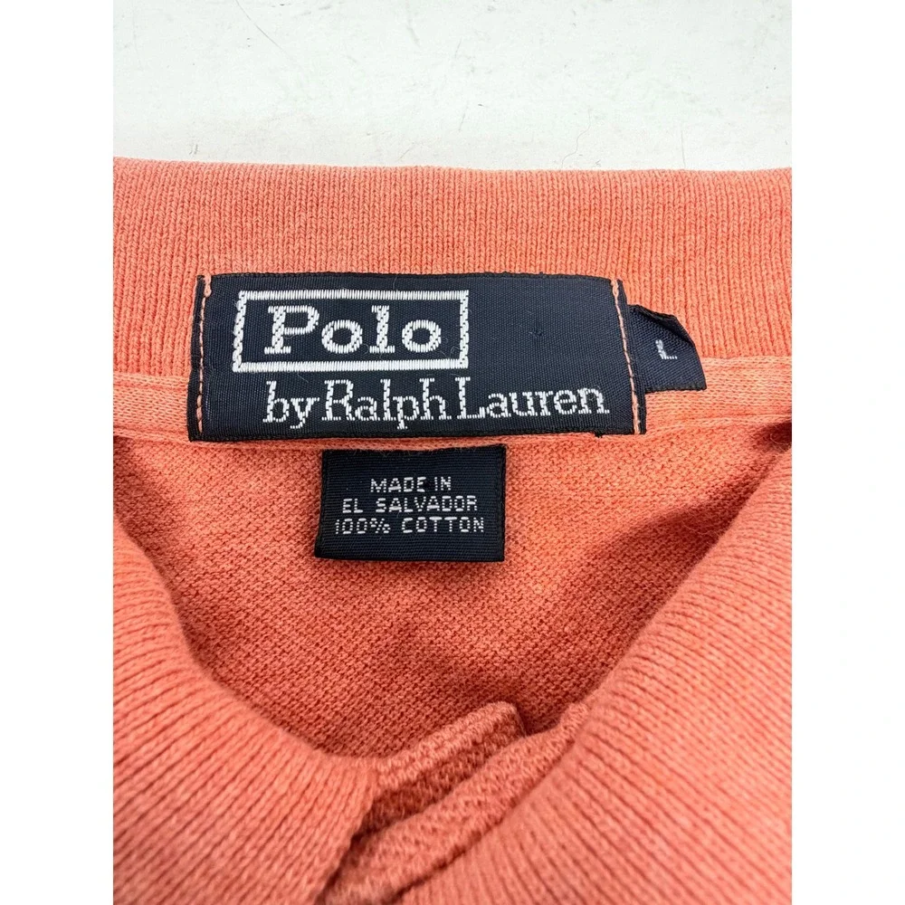Polo Ralph Lauren Shirt Mens Large L Salmon Coral Pink Pique Short Sleeve Polo
